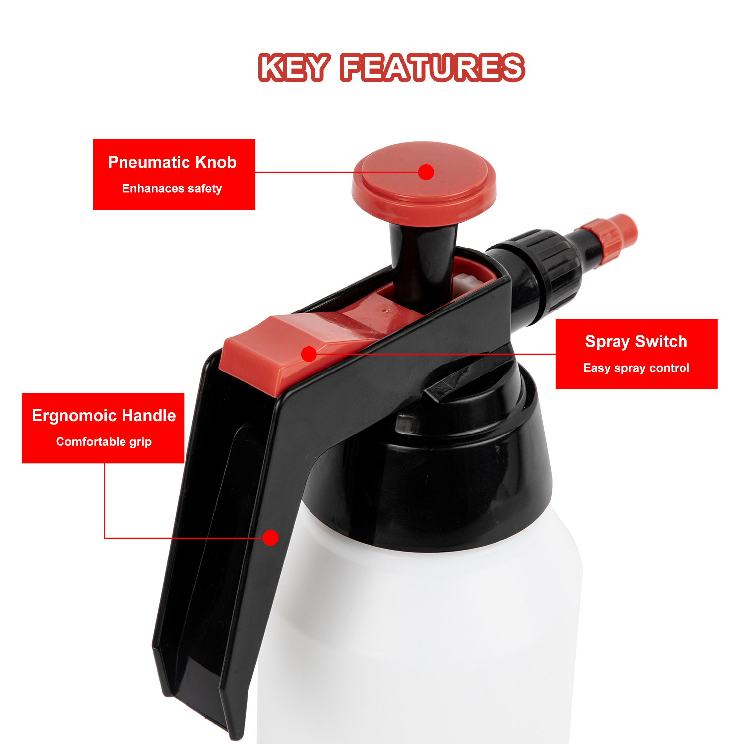 1L Industrial Solvent Sprayer With Adjustable Nozzle Solvent Pressure Sprayer For Car Care Industrial Maintenance (Red)
