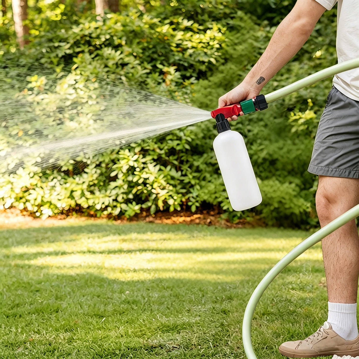 Multi-Pattern Spray Nozzle Hose End Sprayer With Foam Spray For Outdoor Cleaning & Detailing