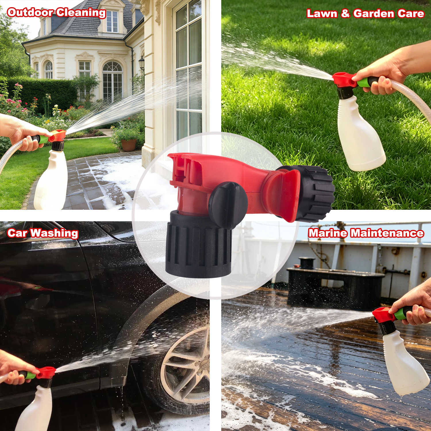 Multi-Pattern Spray Nozzle Hose End Sprayer With Foam Spray For Outdoor Cleaning & Detailing