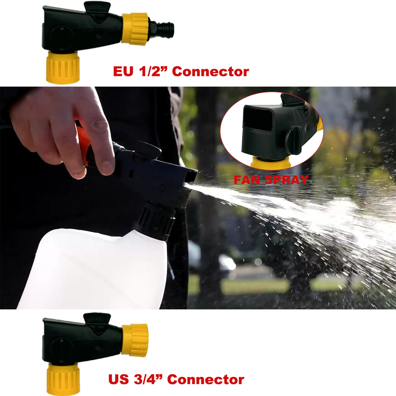1000ml Hose End Sprayer With Fan Spray For Cleaning & Fertilizing