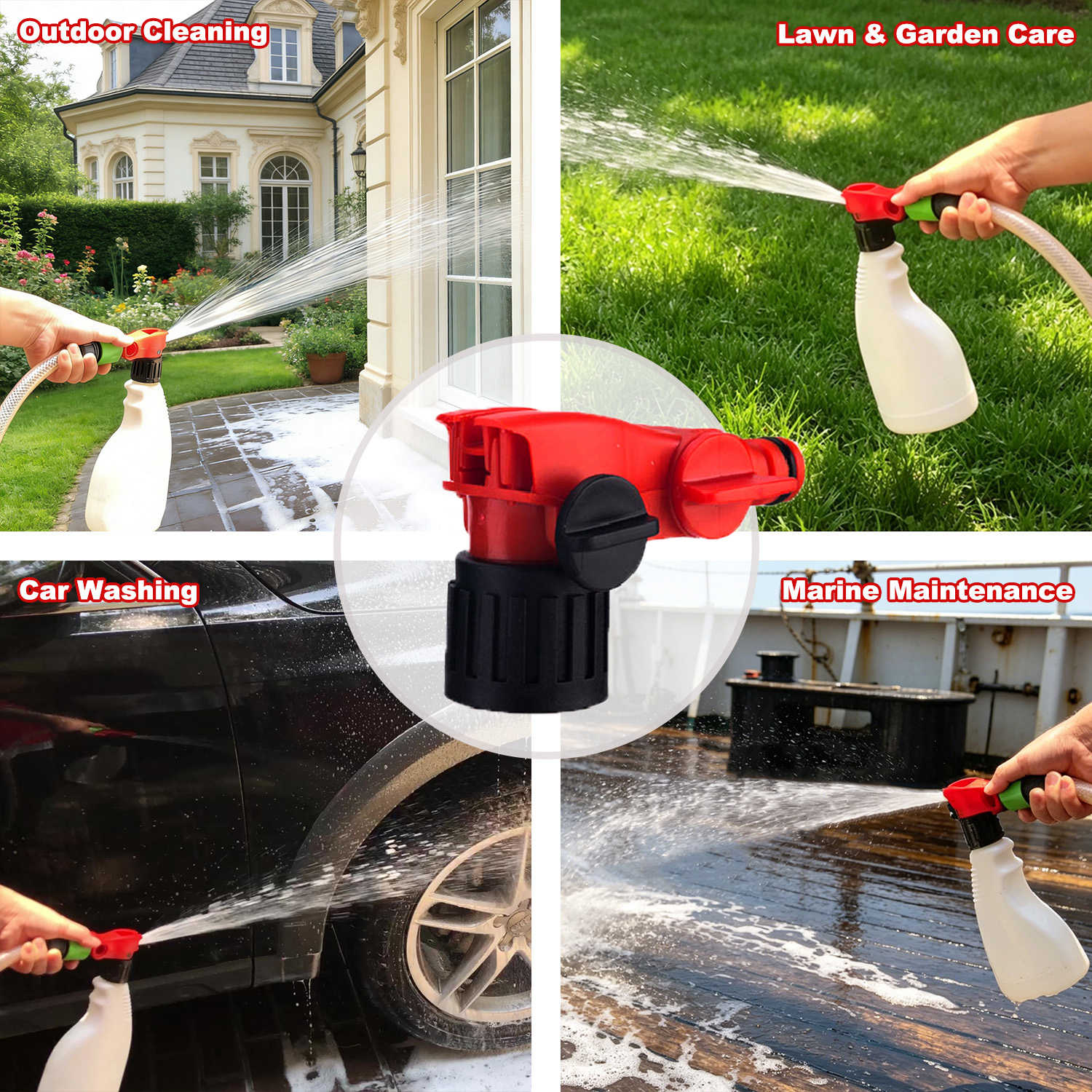 Multi-Pattern Spray Nozzle Hose End Sprayer With Foam Spray For Outdoor Cleaning & Detailing
