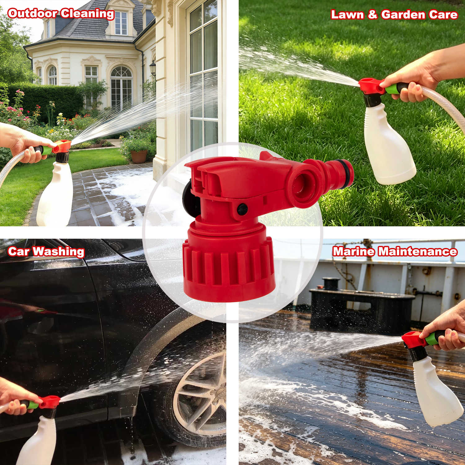Multi-Pattern Spray Nozzle Hose End Sprayer With Foam Spray For Outdoor Cleaning & Detailing