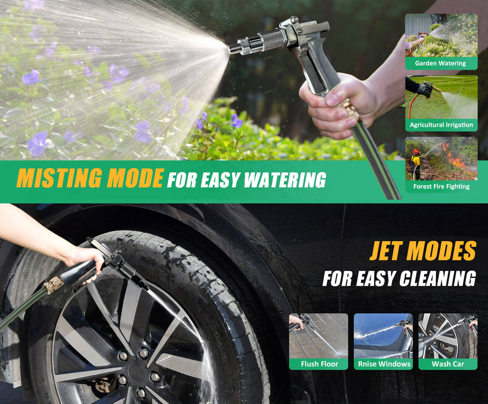 800 PSI Aluminium Sprat Gun With Adjustable Spray Patterns for Watering Plants Washing Cars Forest Fire Fighting