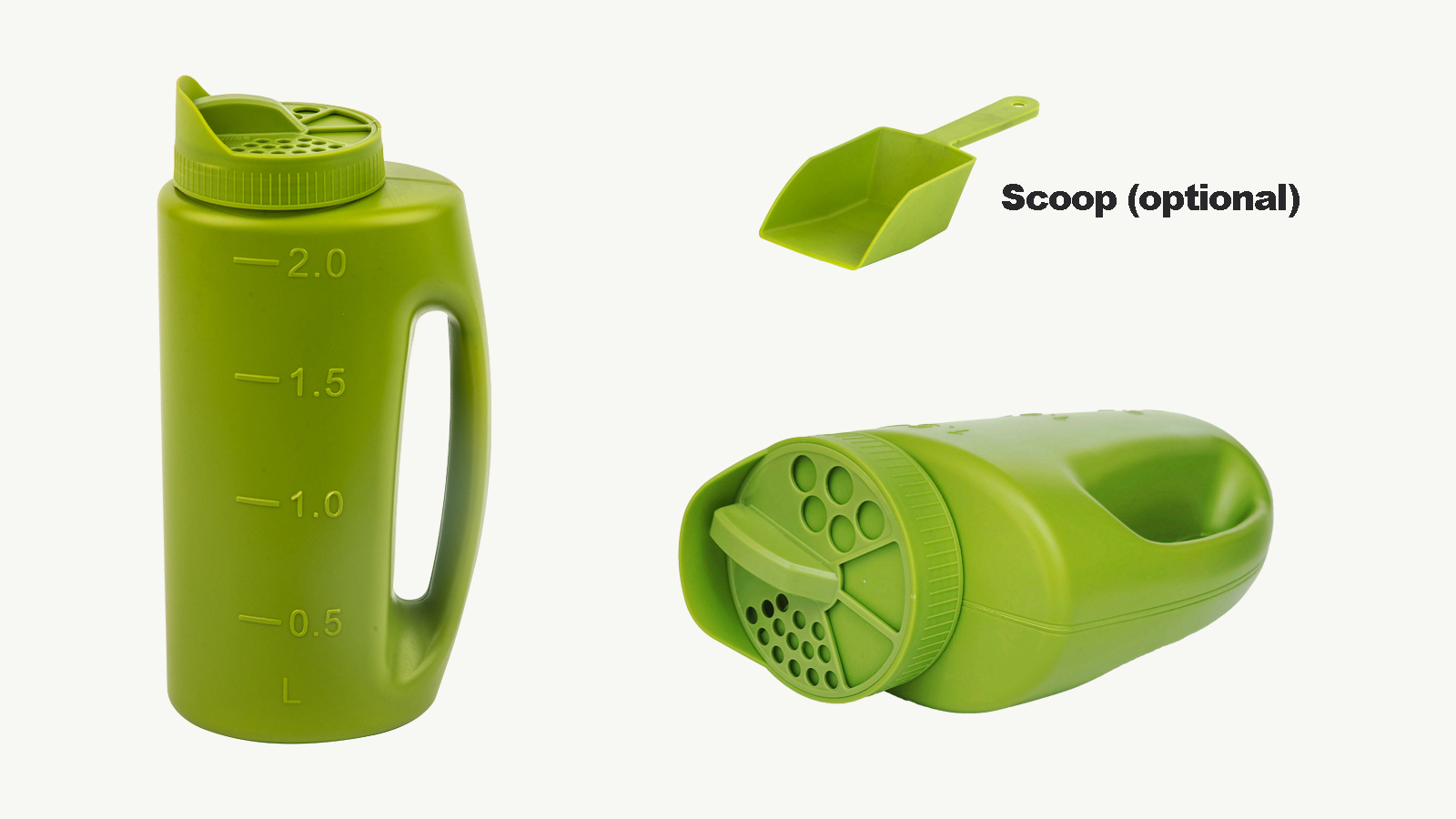 2L Handheld Spreader Bottle With Adjustable Opening Sizes for Lawn Seeds Ice Melt Salt Weed and Feed Spreader