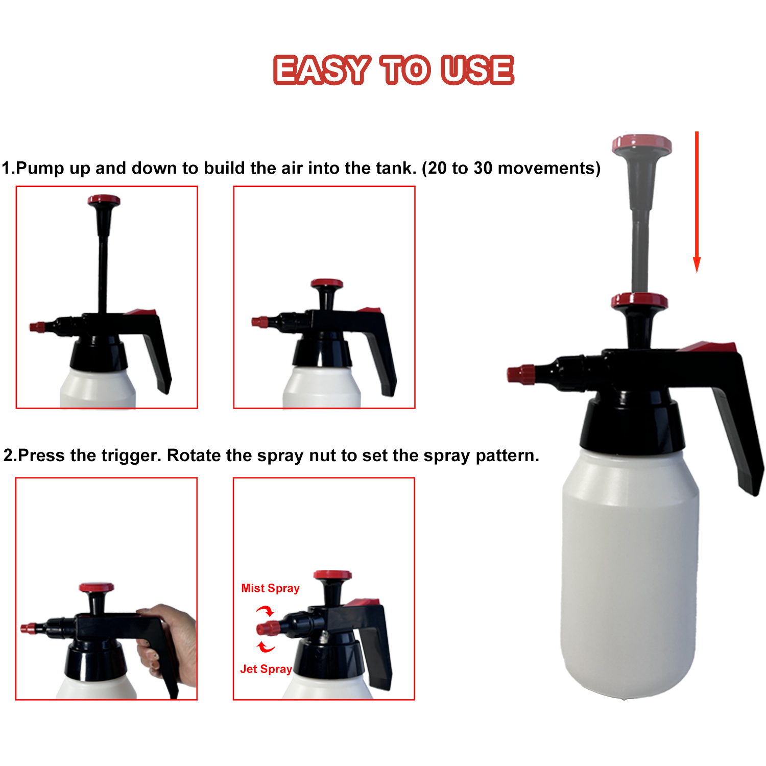 1L Industrial Solvent Pressure Sprayer With Adjustable Nozzle For Car Care Industrial Maintenance (Yellow)