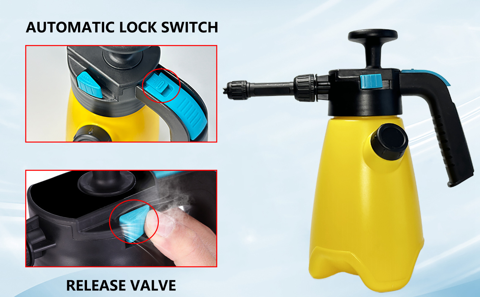 1.5L Foam Sprayer Handheld Foam Pump Sprayer for Car Wash Pressure Sprayer With 2 Nozzles for Home Cleaning Watering