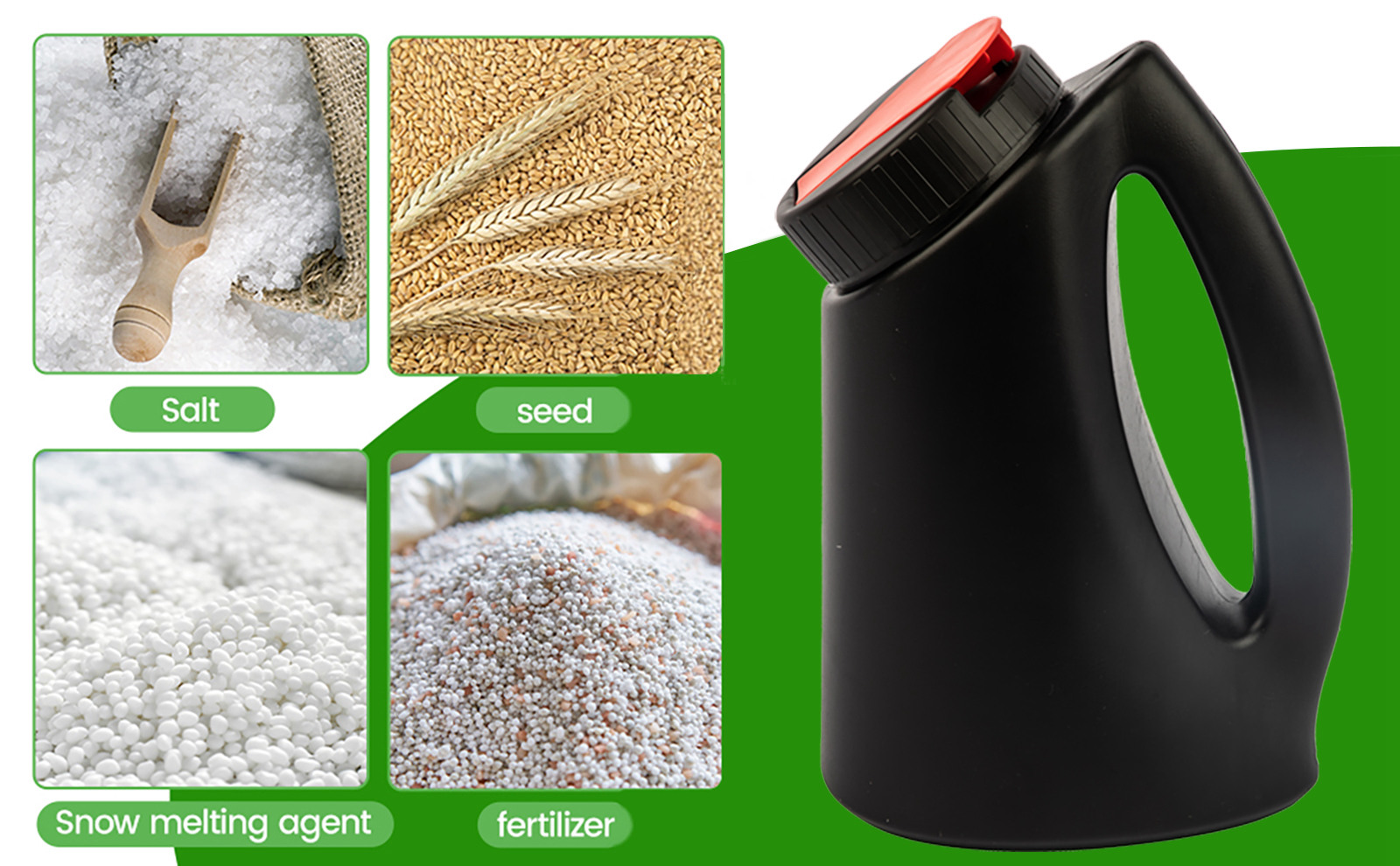 3L Handheld Spreader Bottle Manual Spreader for Grass Seed Fertilizer and Ice Sand