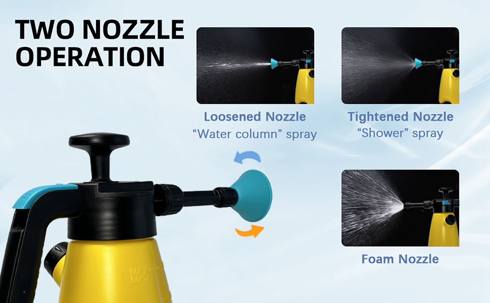 1.5L Foam Sprayer Handheld Foam Pump Sprayer for Car Wash Pressure Sprayer With 2 Nozzles for Home Cleaning Watering