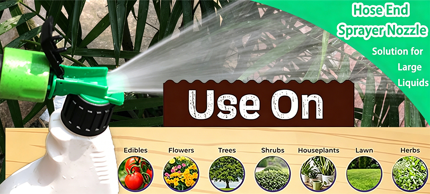 Simplified Hose-End Garden Sprayer With Fan Spray No-Switch Design Automatic Fertilizer Mixer for Lawn & Plant Care