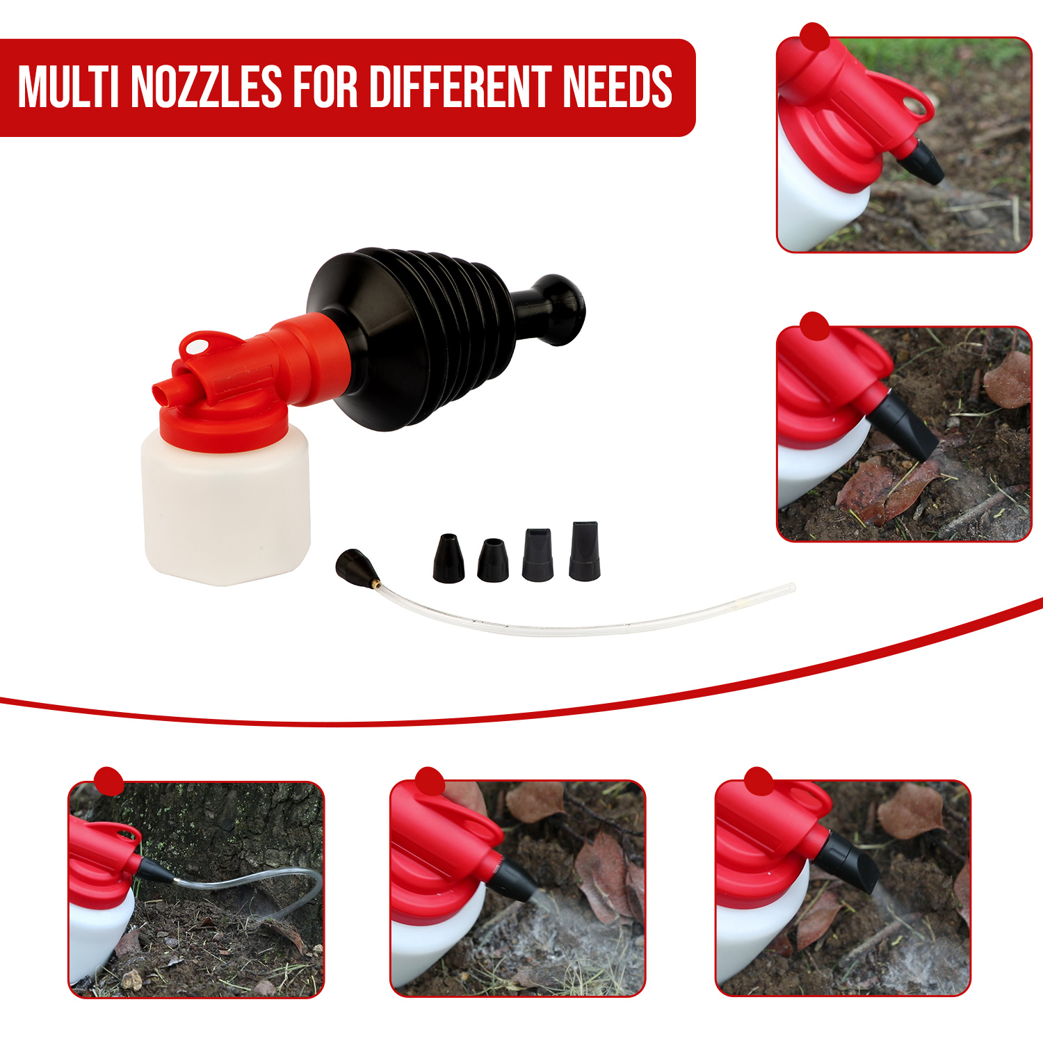 Hand Pump Powder Duster With 5 Nozzles For Indoor Outdoor Pest Control