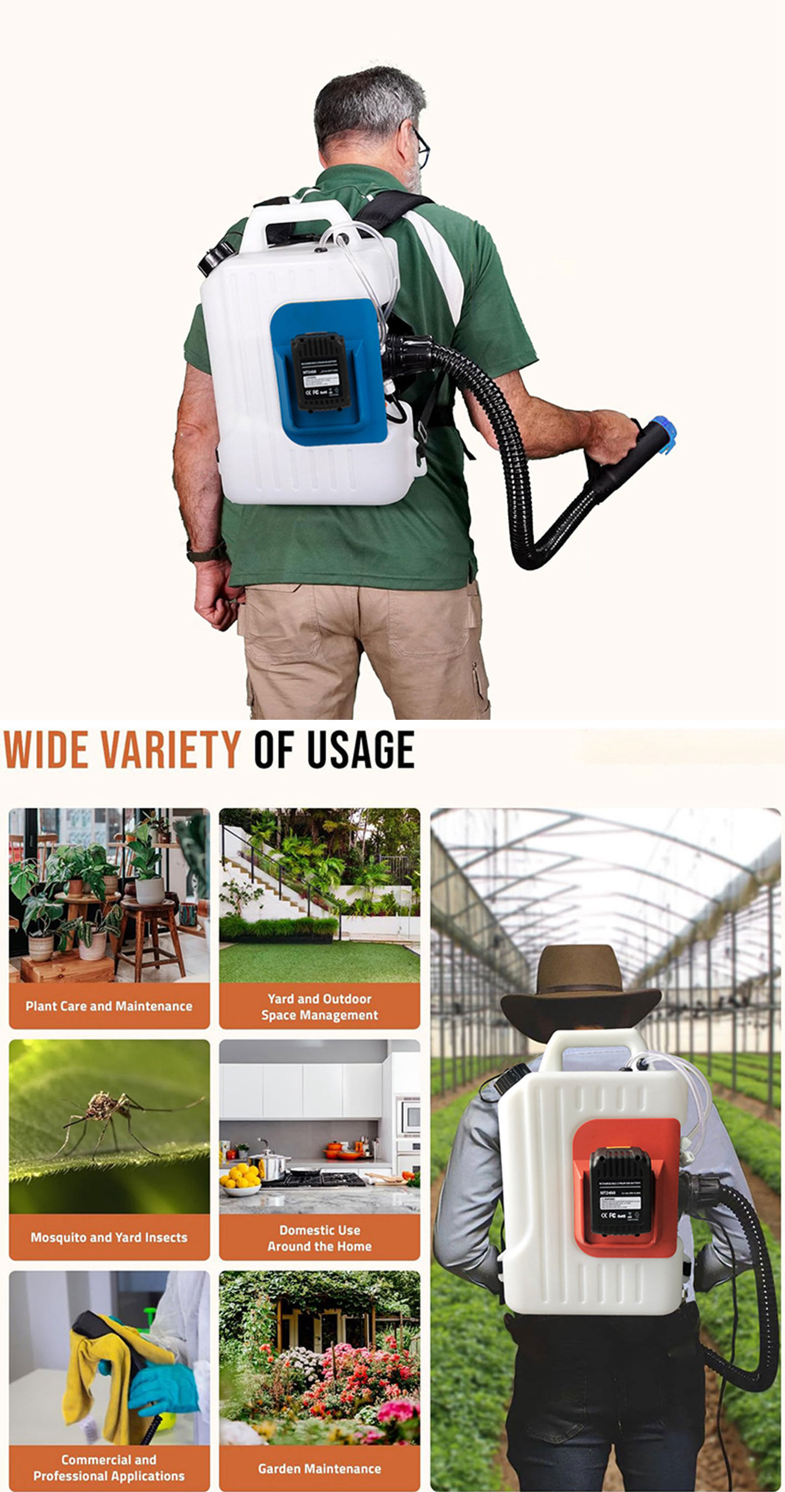 16L Lithium Battery ULV Sprayer With Adjustable Droplet for Pest Control Sanitation & Disinfection