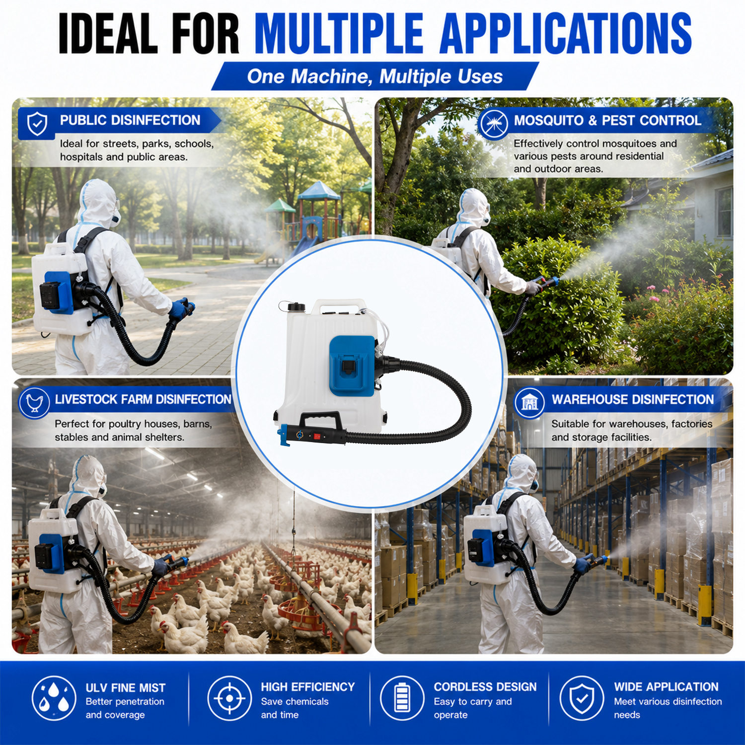 16L Lithium Battery ULV Sprayer With Adjustable Droplet for Pest Control Sanitation & Disinfection