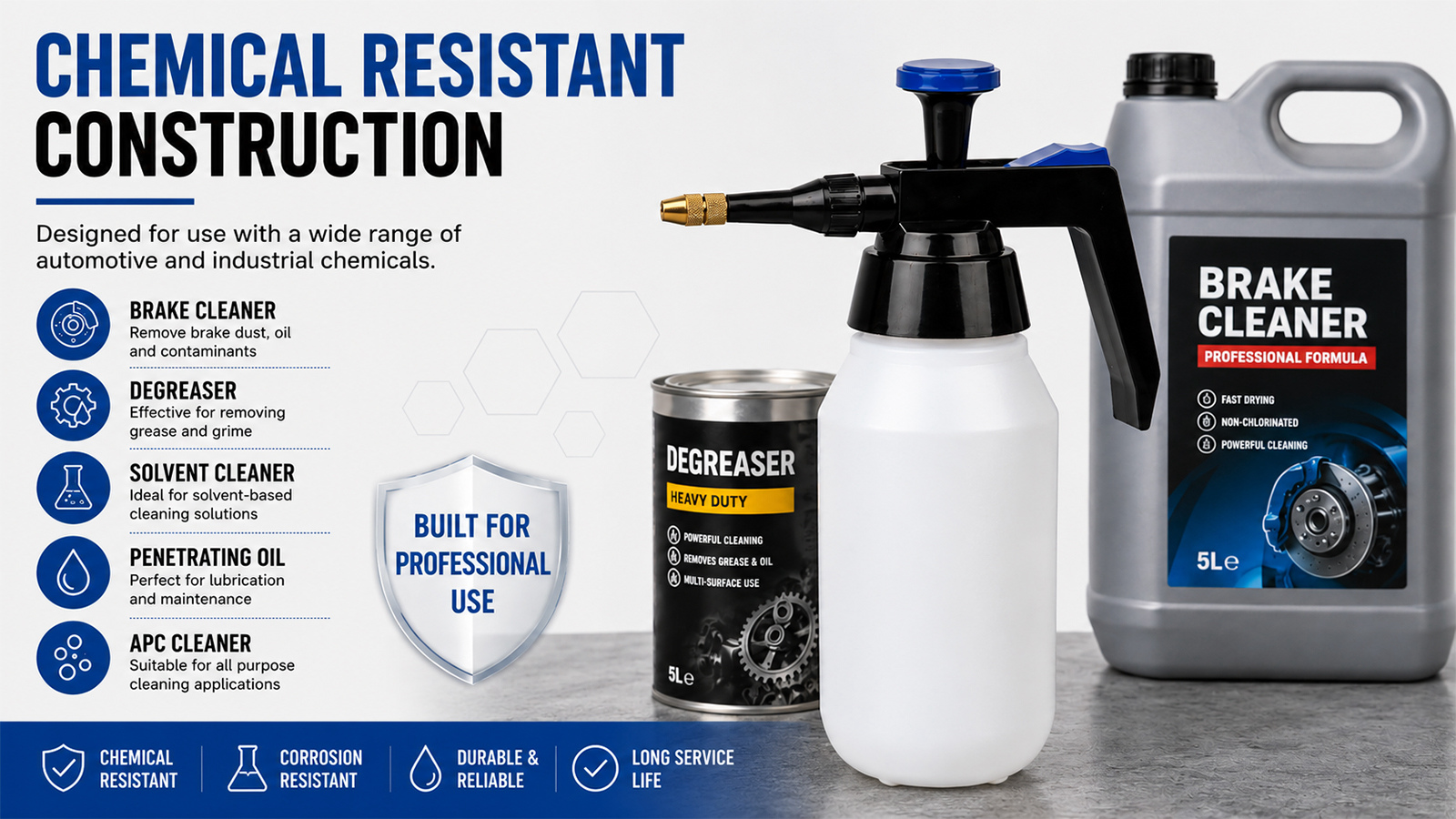 1.5L Solvent Pressure Sprayer with Brass Nozzle for Automotive & Industrial Cleaning