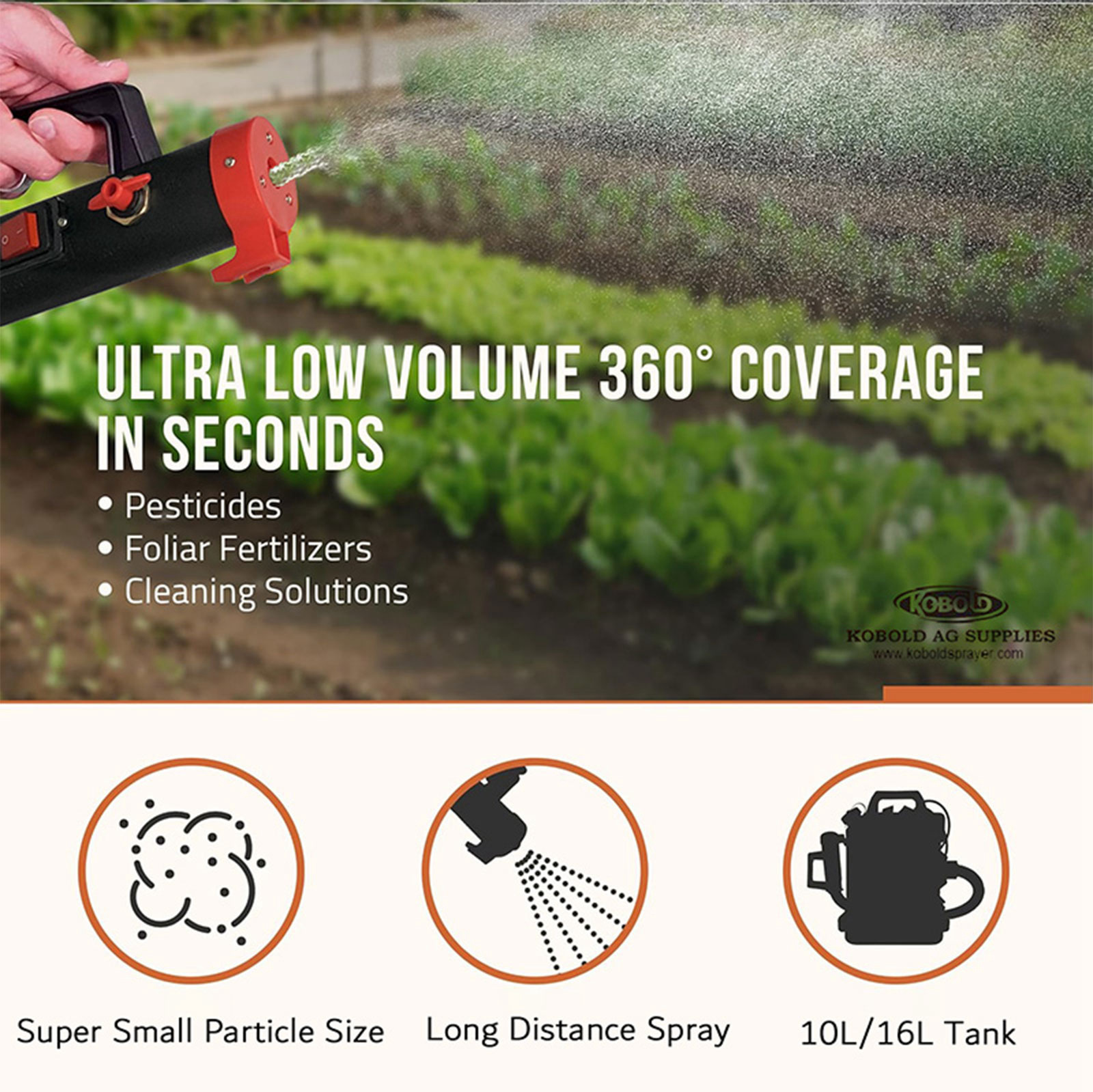 16L ULV Mist Sprayer With Adjustable Droplet for Agricultural Pest Control Sanitation & Disinfection
