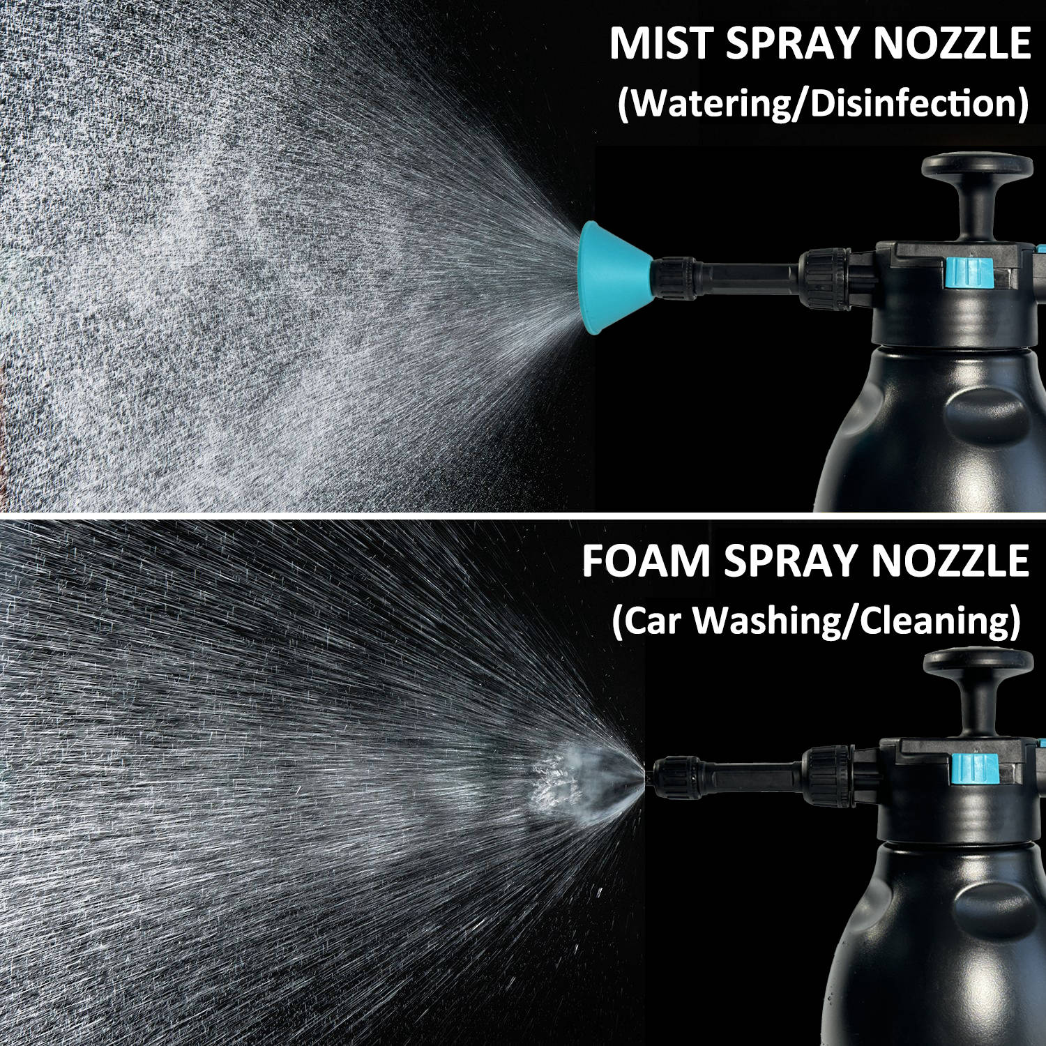 2L Hand Foam Sprayer Pump Sprayer With 2 Nozzles For Car Detailing Lawn Watering