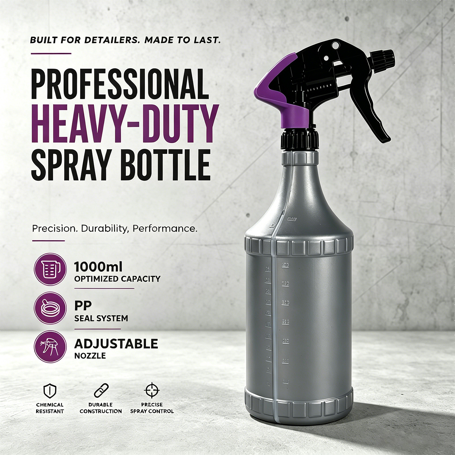 Professional Trigger Sprayer Heavy-Duty Automotive Detailing Spray Bottle (1000ml)