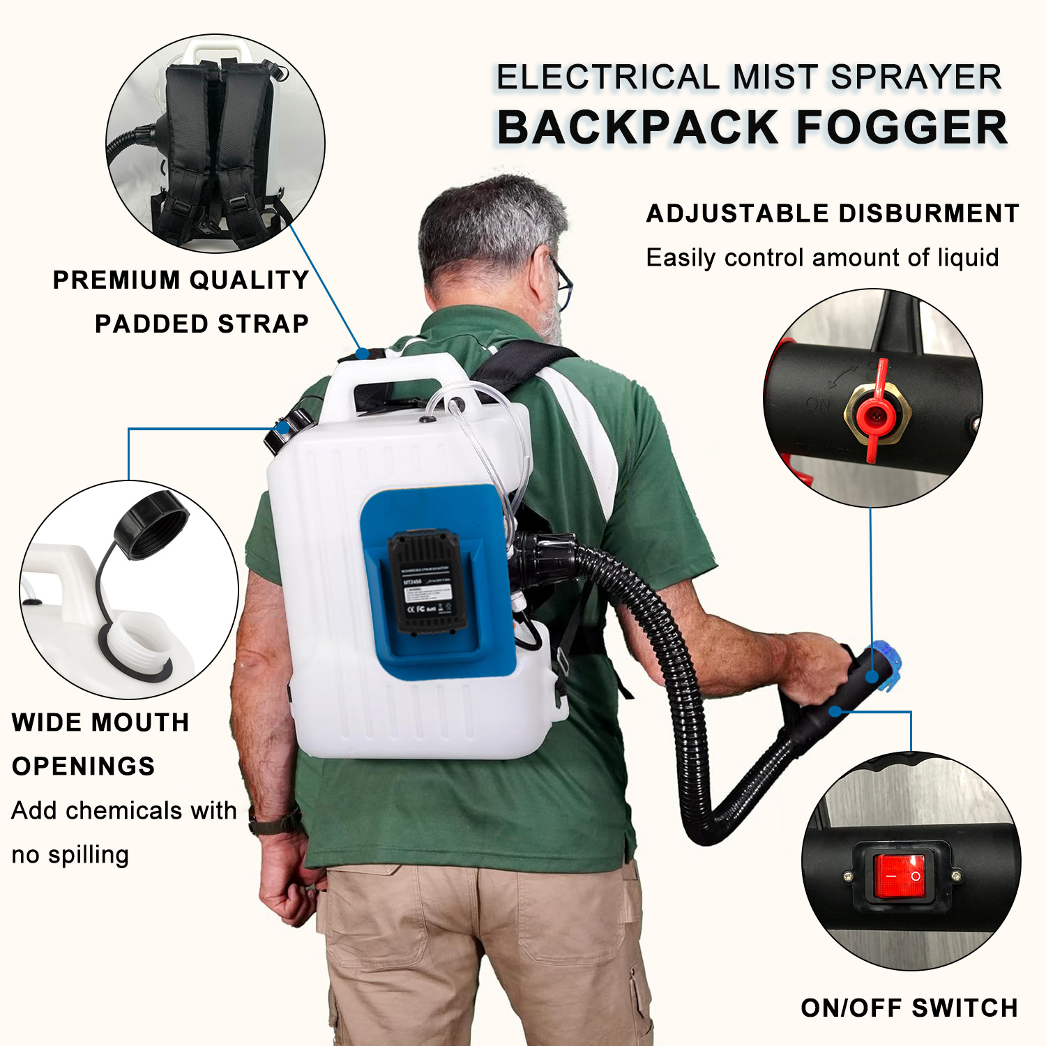 16L Lithium Battery ULV Sprayer With Adjustable Droplet for Pest Control Sanitation & Disinfection