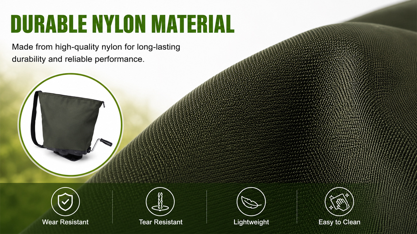 16L Nylon Seeder Bag For Lawn Fertilizer & Salt Applications