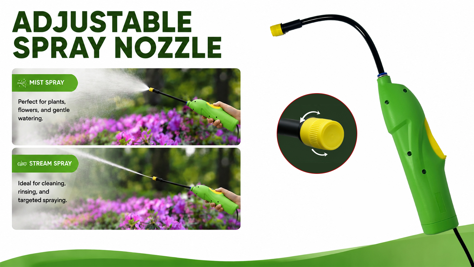 Battery Trigger Sprayer With Detachable Wand For Garden Weed & Grass Killer Spray