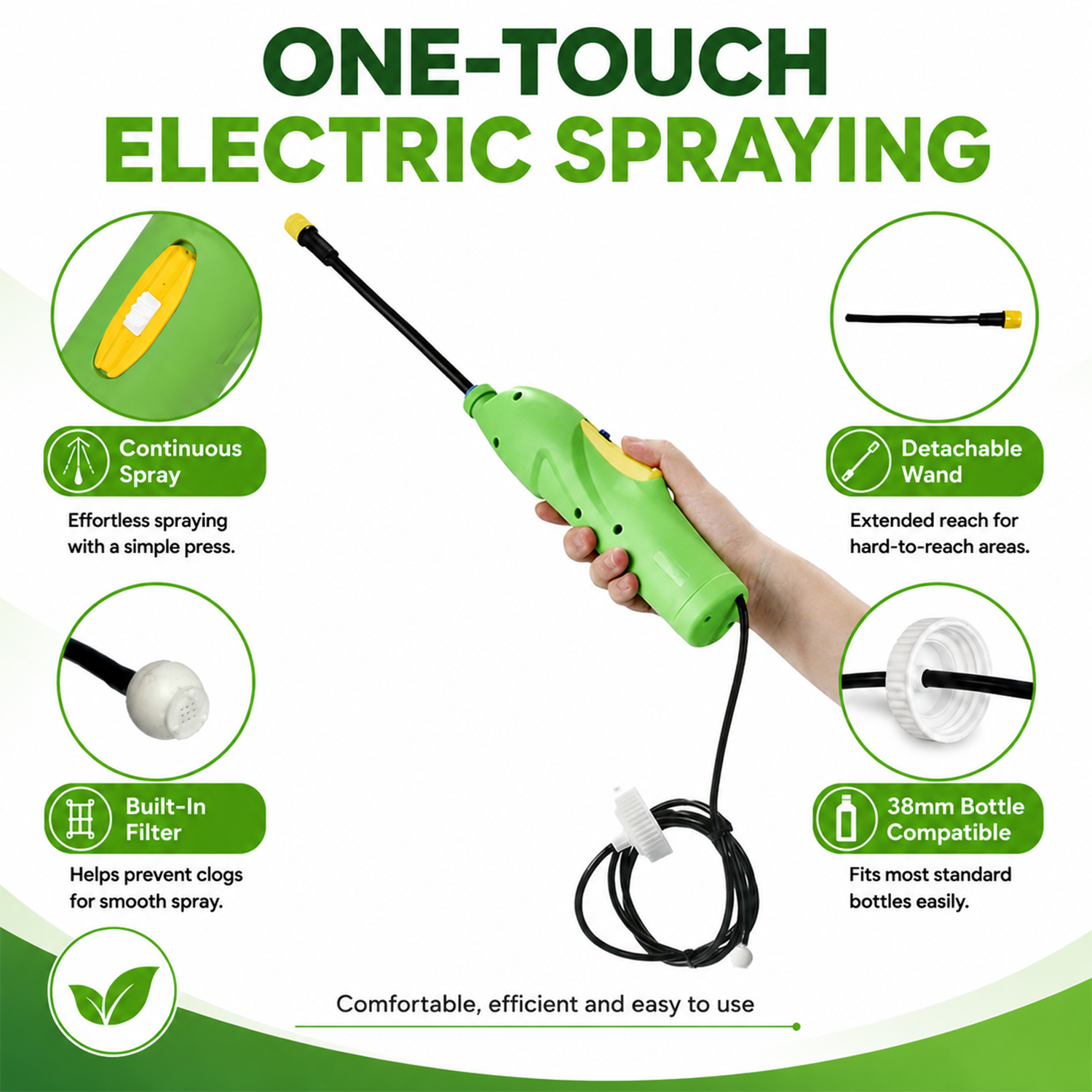 Battery Trigger Sprayer With Detachable Wand For Garden Weed & Grass Killer Spray