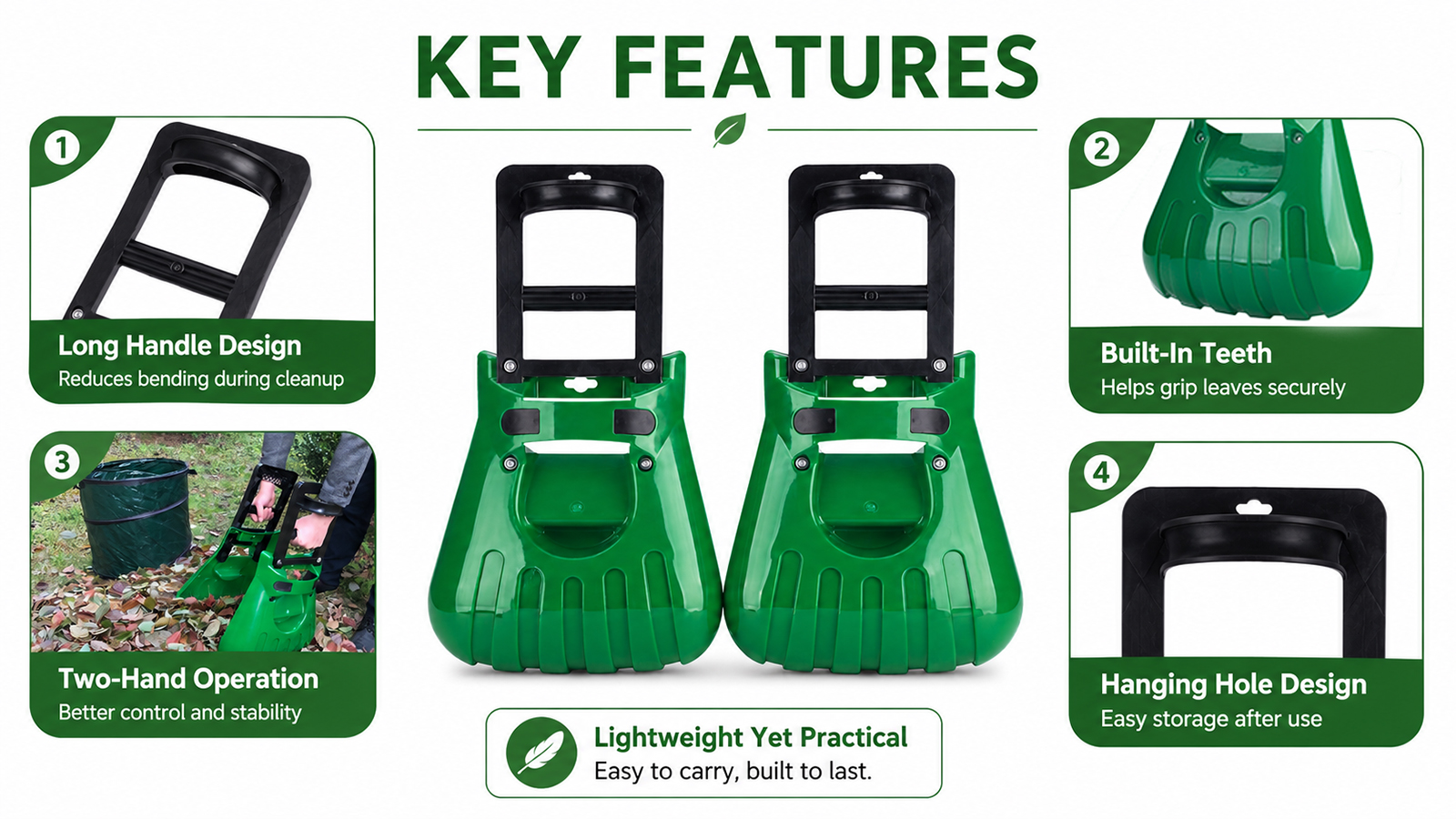 Extra Large Garden Leaf Grabs Tool for Leaves Grass Clippings & Garden Waste