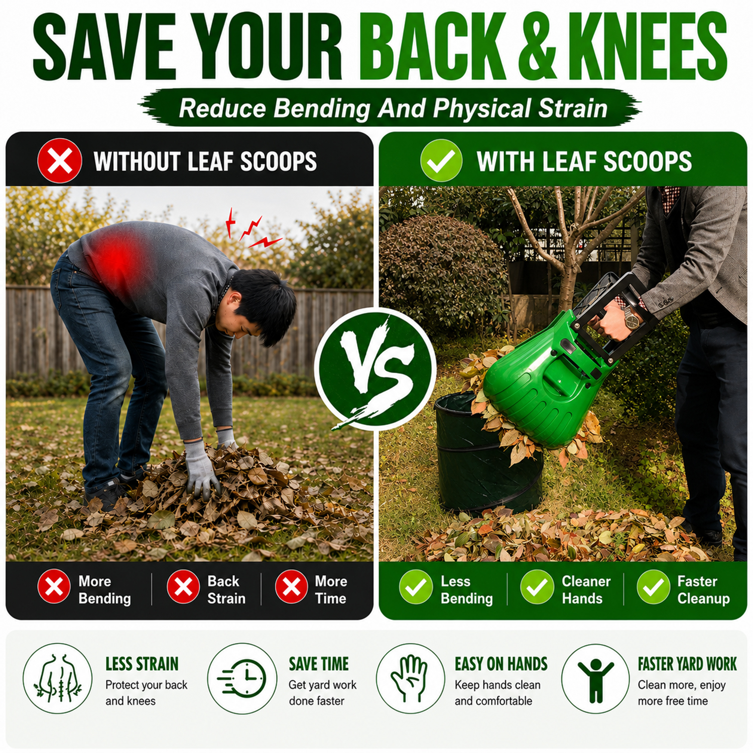 Extra Large Garden Leaf Grabs Tool for Leaves Grass Clippings & Garden Waste