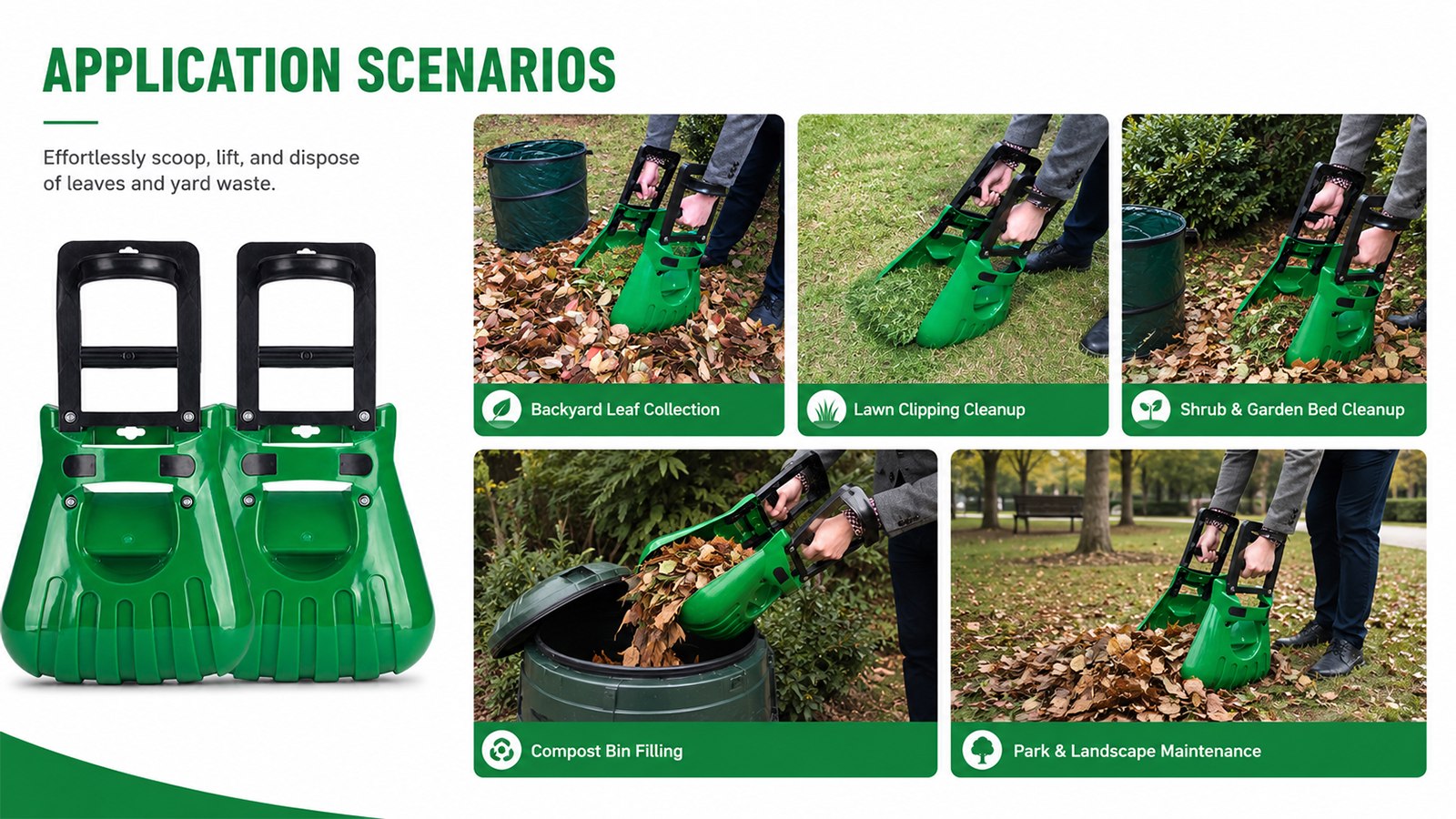 Extra Large Garden Leaf Grabs Tool for Leaves Grass Clippings & Garden Waste