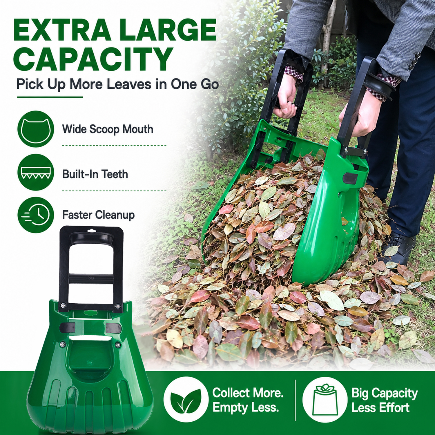 Extra Large Garden Leaf Grabs Tool for Leaves Grass Clippings & Garden Waste