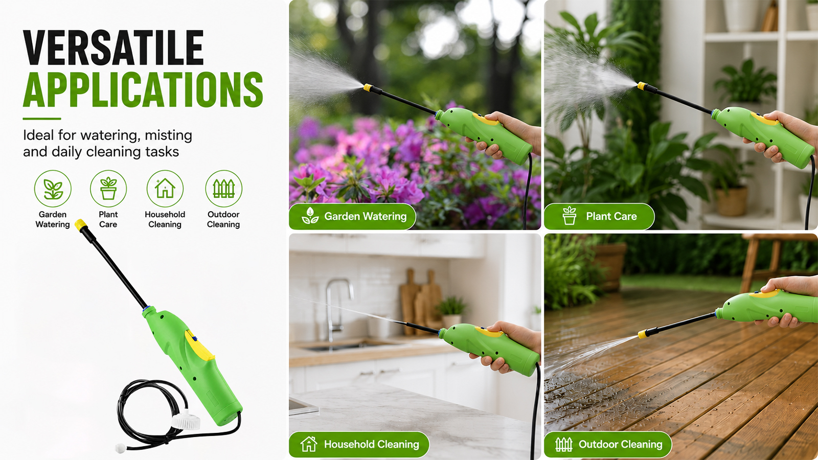 Battery Trigger Sprayer With Detachable Wand For Garden Weed & Grass Killer Spray