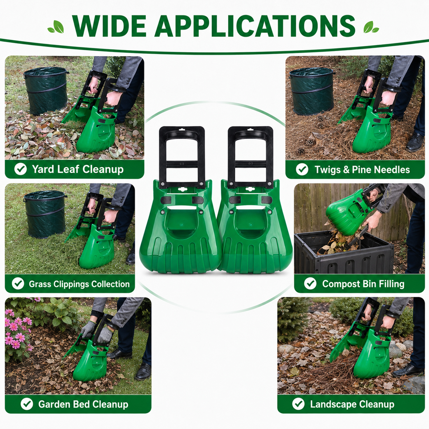 Extra Large Garden Leaf Grabs Tool for Leaves Grass Clippings & Garden Waste