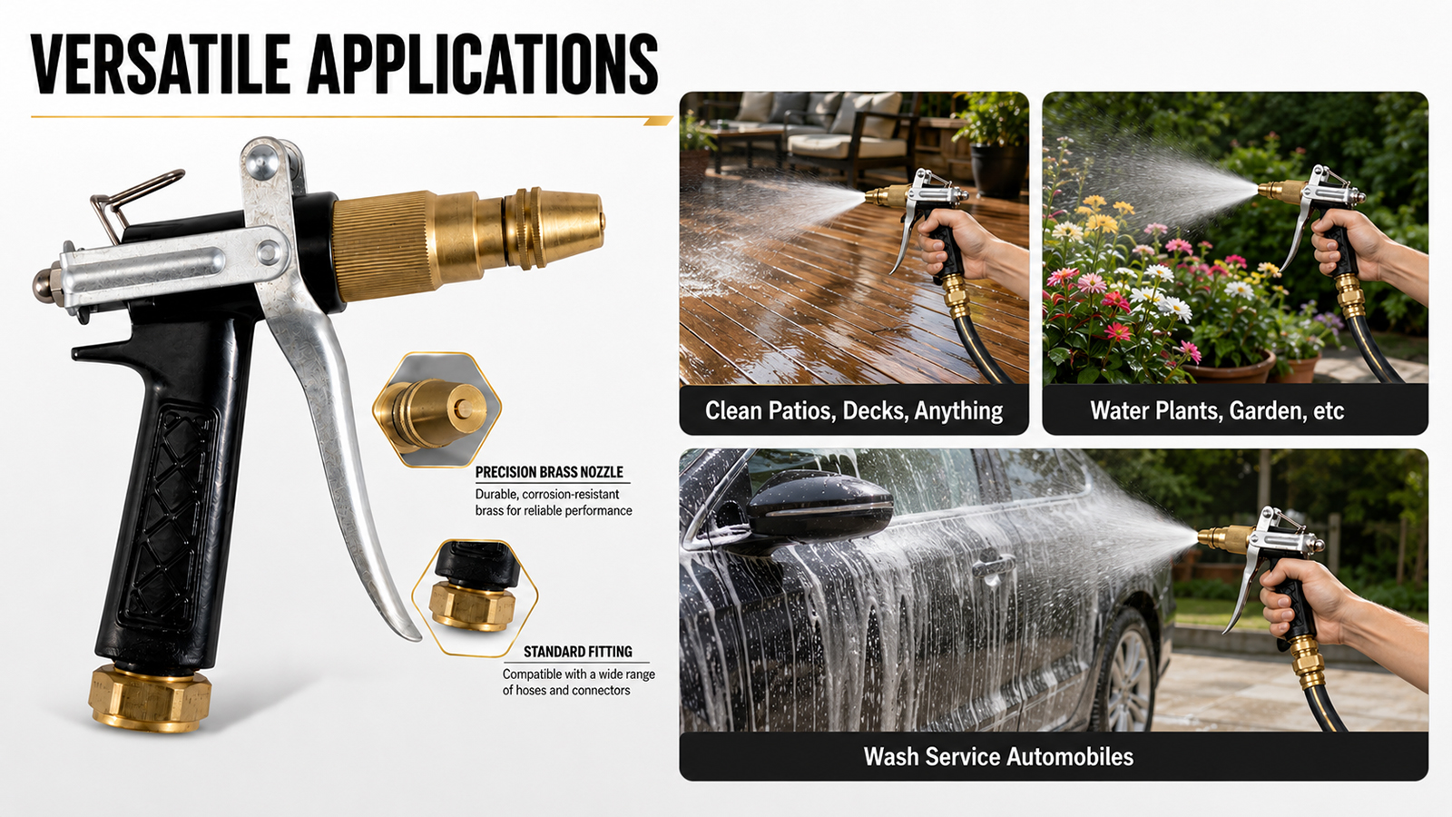High-flow Spray Gun For Garden Watering Car Washing Outdoor Cleaning