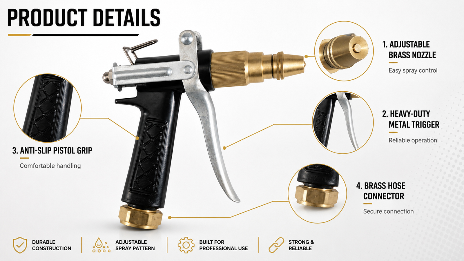 High-flow Spray Gun For Garden Watering Car Washing Outdoor Cleaning