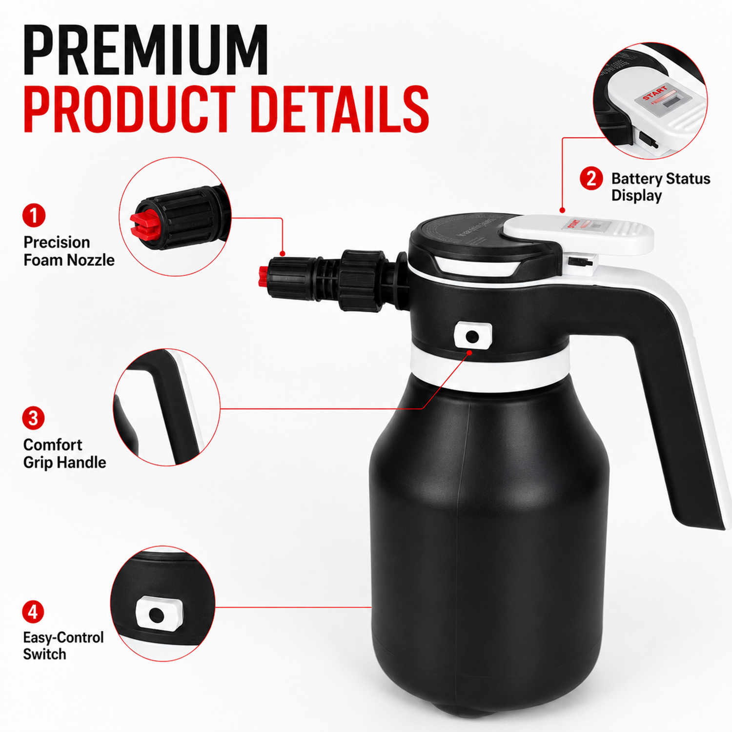 2L Battery Foam Sprayer for Car Wash & Multipurpose Cleaning
