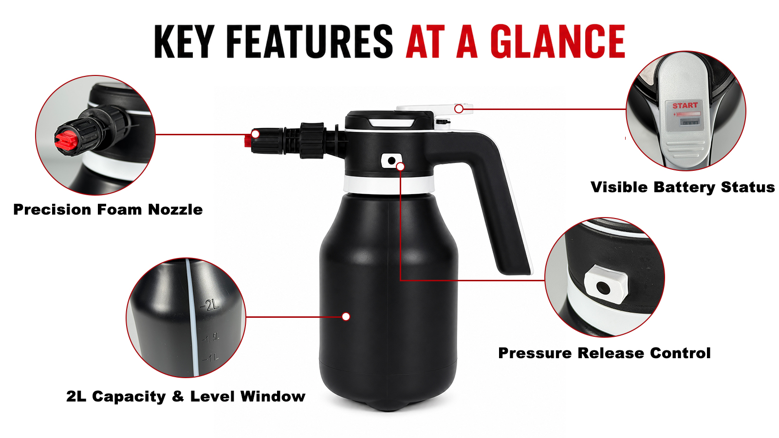 2L Battery Foam Sprayer for Car Wash & Multipurpose Cleaning