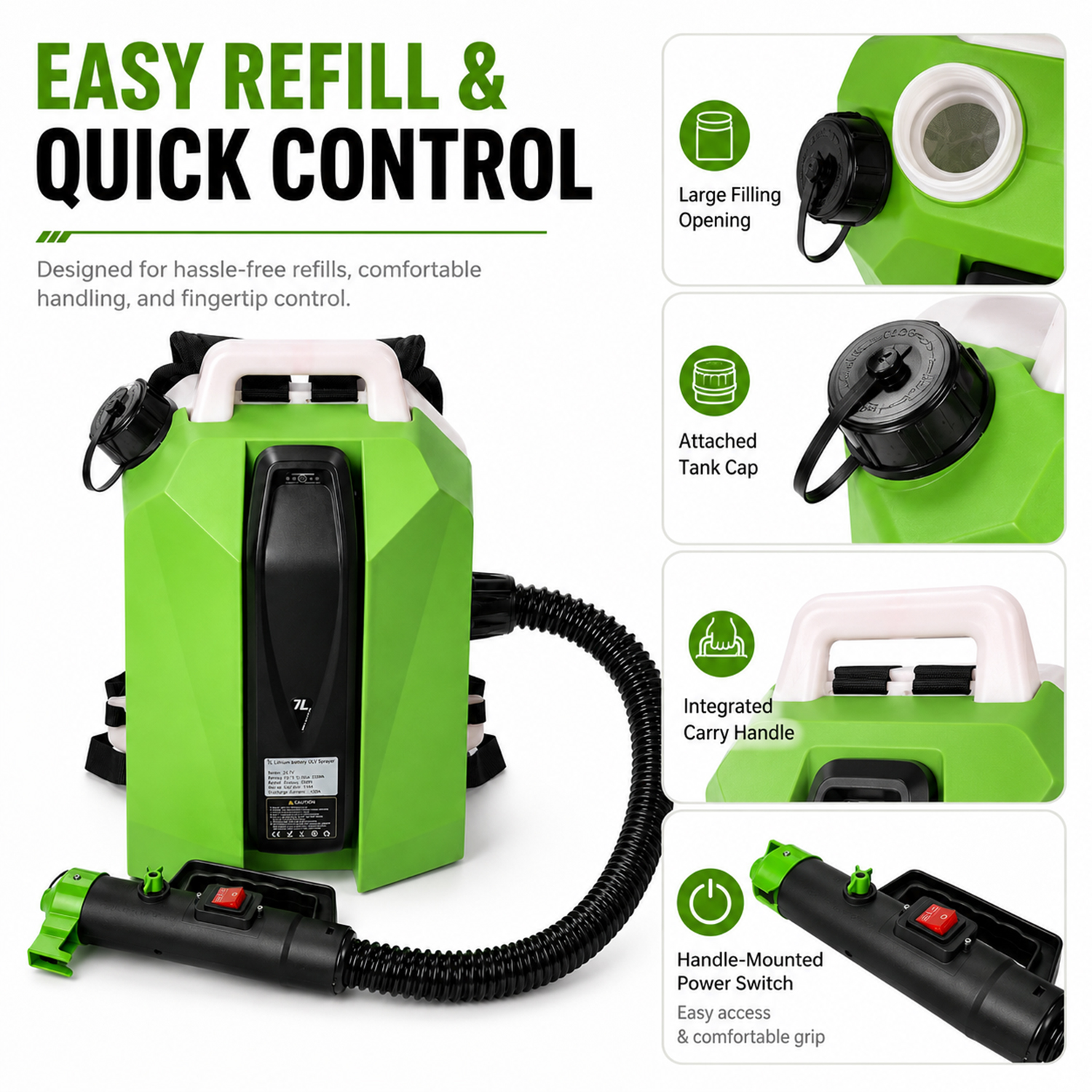 7L Lithium Battery ULV Sprayer for Pest Control Sanitation & Disinfection