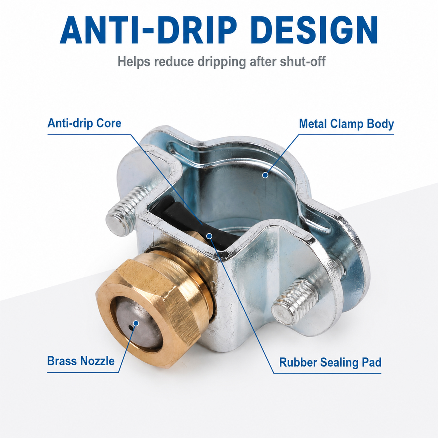 Metal Anti-drip Spray Nozzle With Pipe Clamp