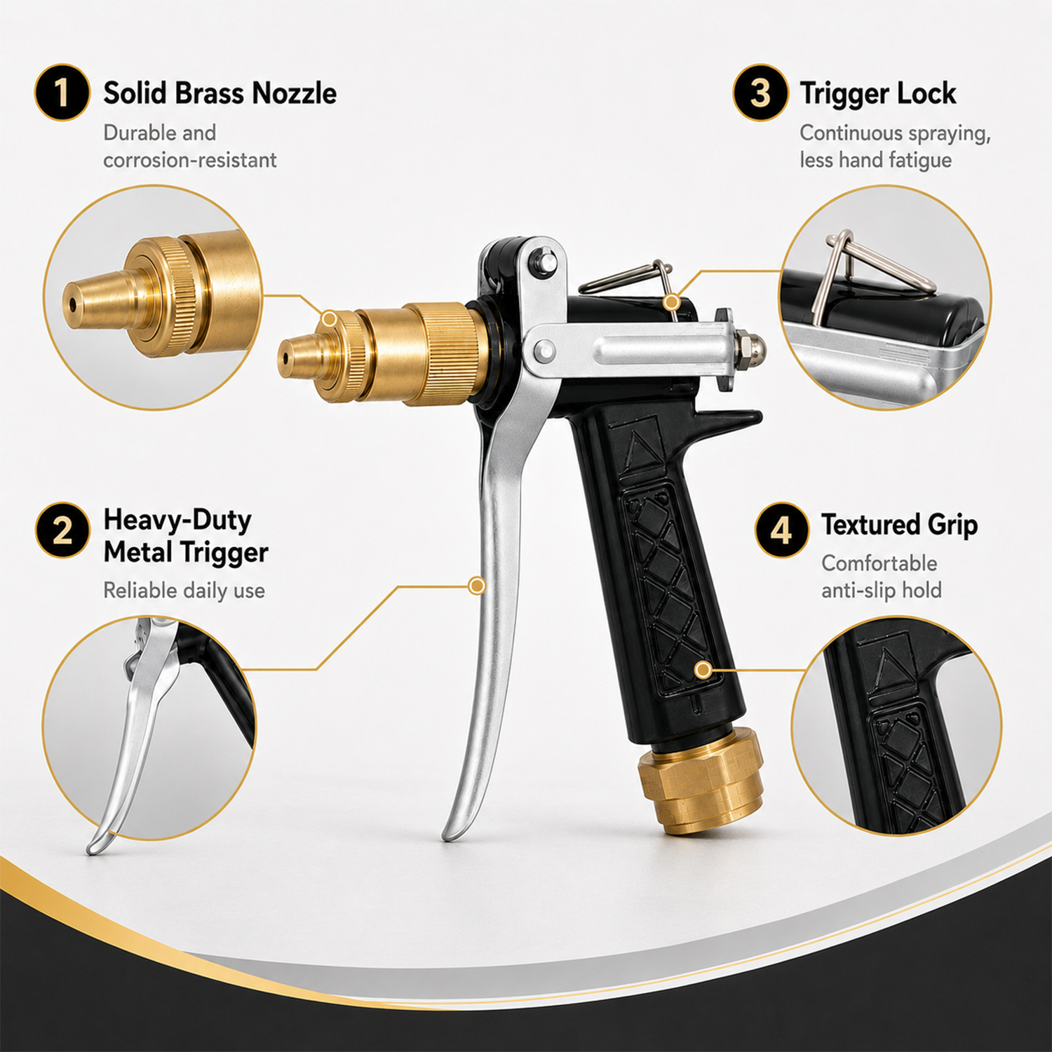 Adjustable Nozzle Spray Gun for Car Washing Garden Watering & Outdoor Cleaning