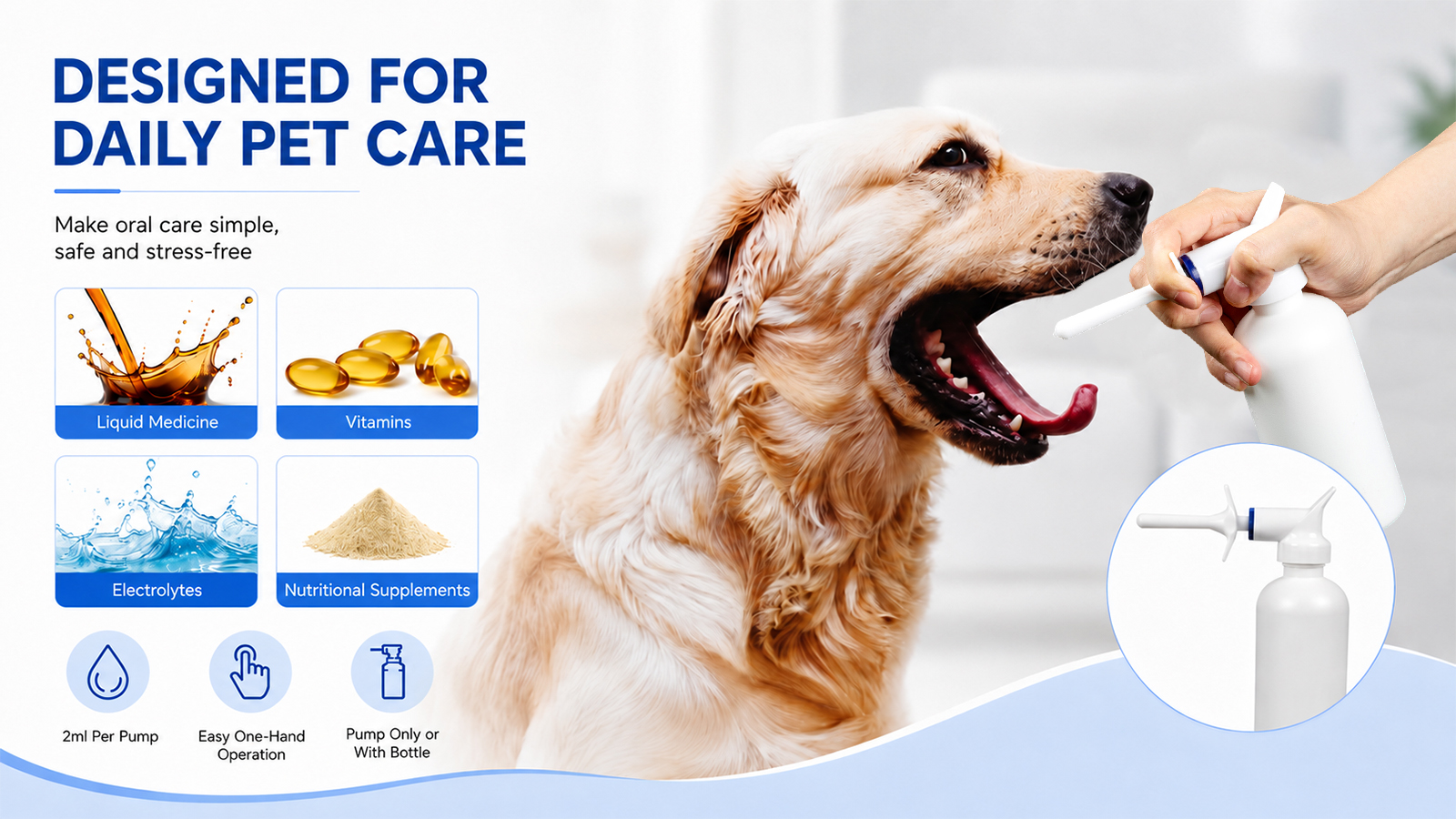 2ML Dosage Veterinary Dispenser Liquid Feeder Pump Trigger For Animals Pets