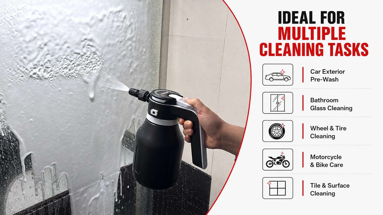 2L Battery Foam Sprayer for Car Wash & Multipurpose Cleaning