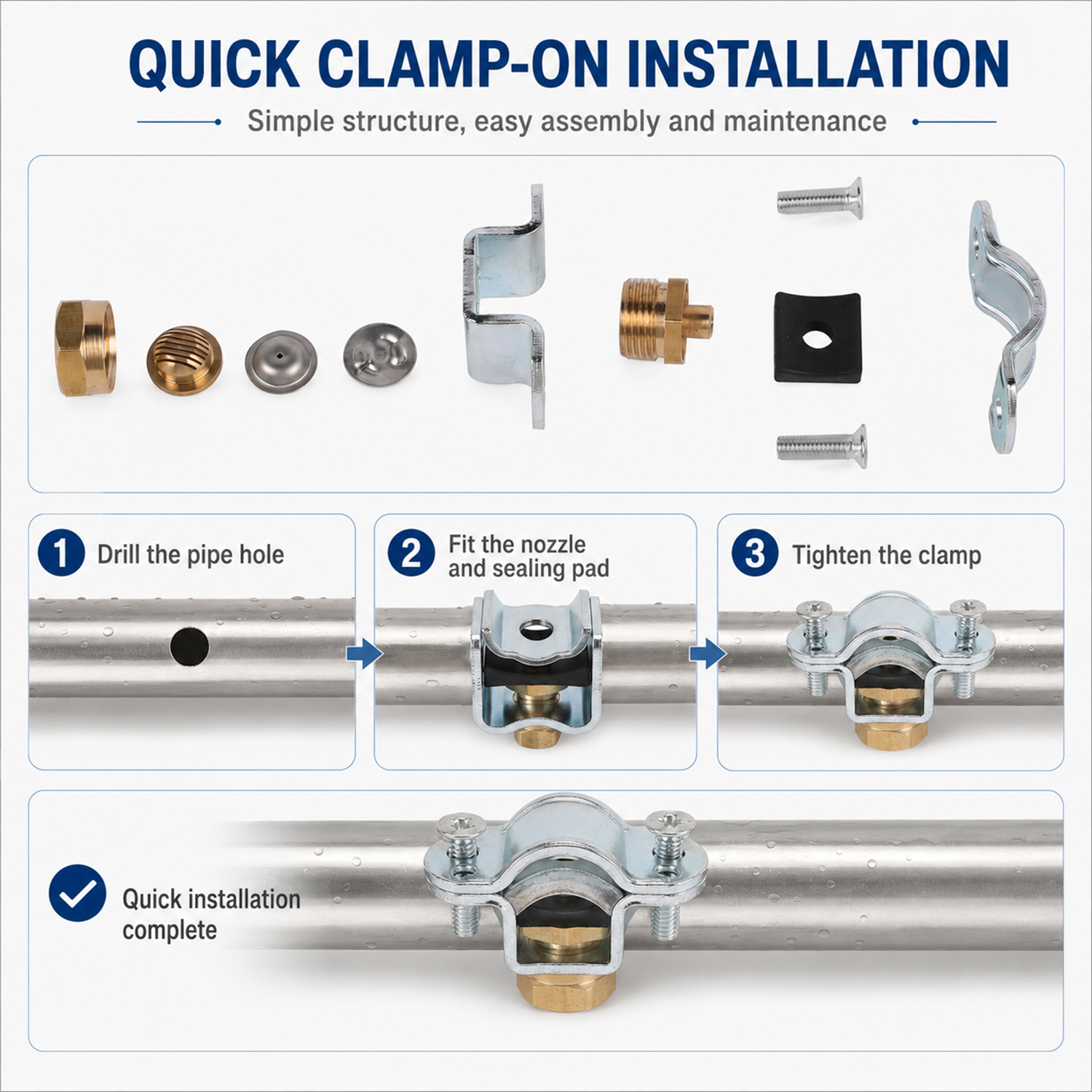 Metal Anti-drip Spray Nozzle With Pipe Clamp