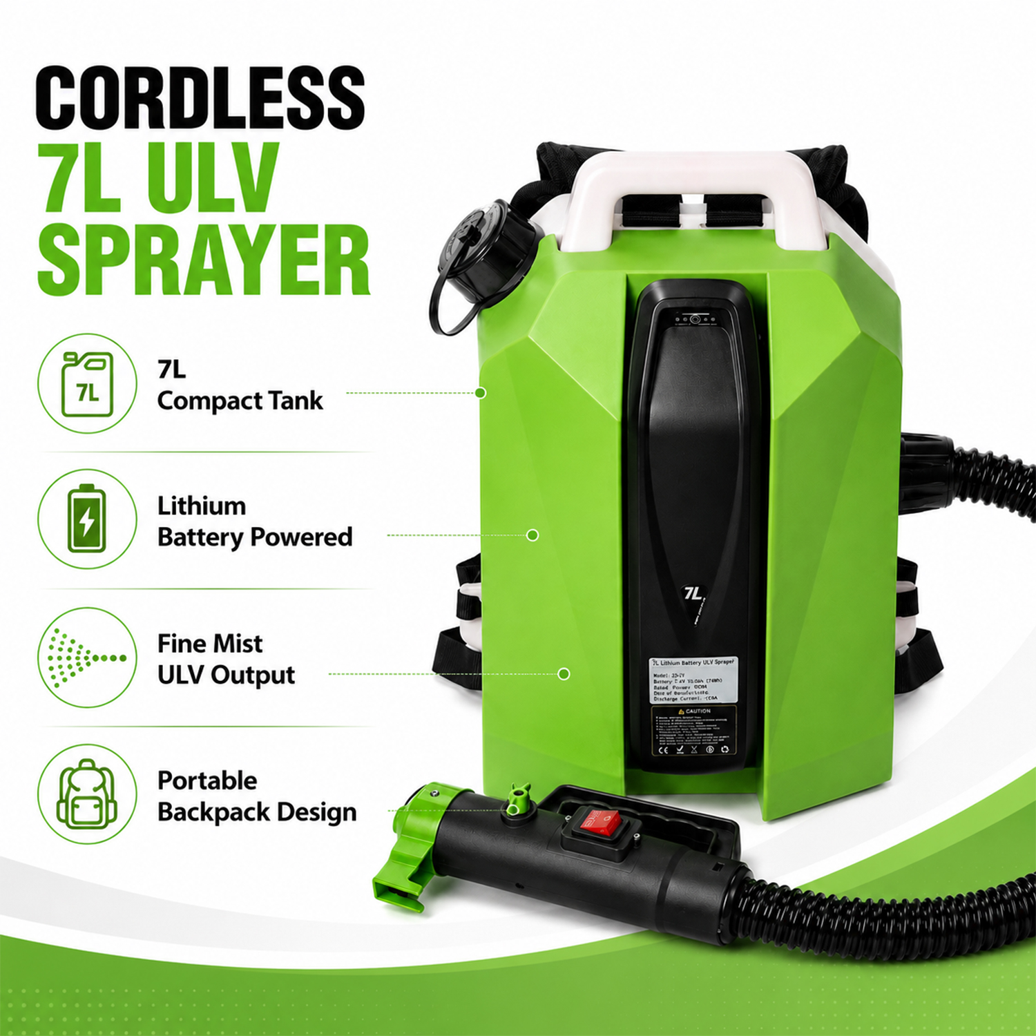 7L Lithium Battery ULV Sprayer for Pest Control Sanitation & Disinfection