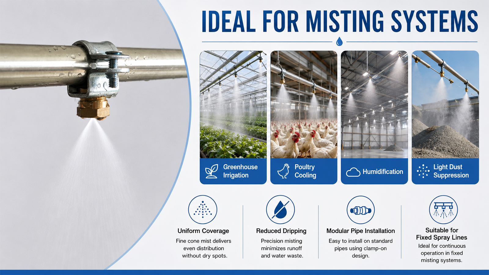 Metal Anti-drip Spray Nozzle With Pipe Clamp