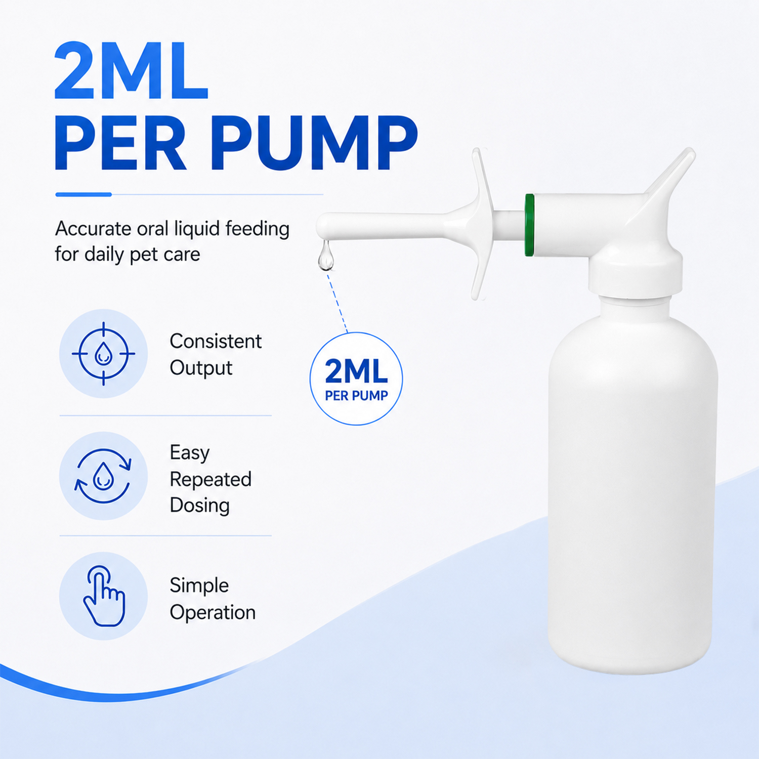 2ML Dosage Veterinary Dispenser Liquid Feeder Pump Trigger For Animals Pets