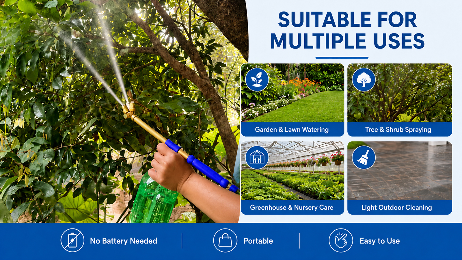 Extended Double Nozzle Flit Sprayer for Gardening Pest Control and Light Cleaning