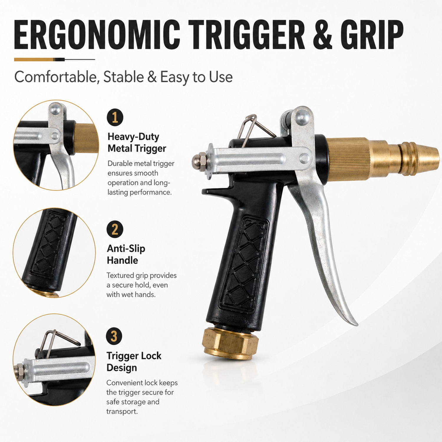 High-flow Spray Gun For Garden Watering Car Washing Outdoor Cleaning